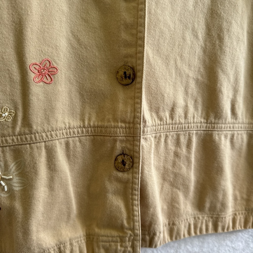 Teddi Beige Embroidered Button-Down Shirt - Picture 5 of 9